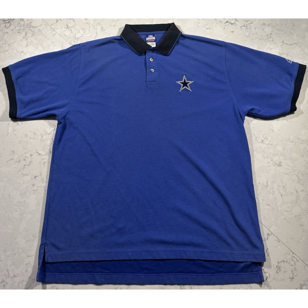 VTG Y2K Dallas Cowboys Polo Shirt Mens XL Blue Short Sleeve Embroidered Logo NFL